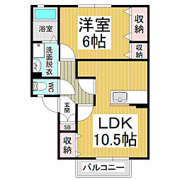 メゾンアコールA 1LDKの間取図画像