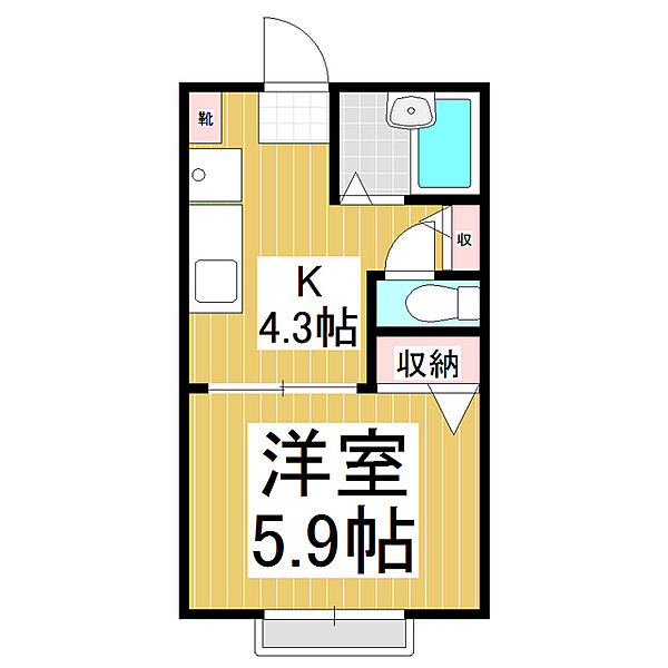 フレグランスハーモニー ｜長野県飯田市鼎東鼎(賃貸アパート1K・2階・24.71㎡)の写真 その2