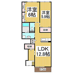 ユニヴァリィコンチェルト 2LDKの間取図画像