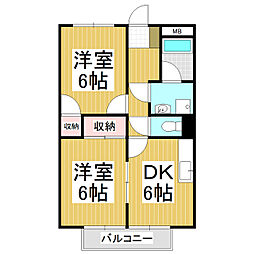 サープラスツーパーシモン 2DKの間取図画像