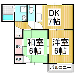 フレグランス鳴海A 2DKの間取図画像