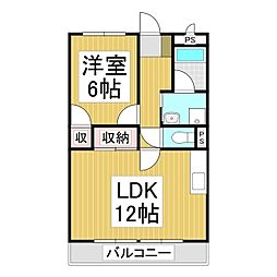サープラスツートキワ美沢台A 1LDKの間取図画像