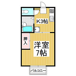 てぃんかあーべる 1Kの間取図画像