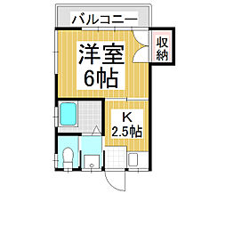 シルク荘 1Kの間取図画像