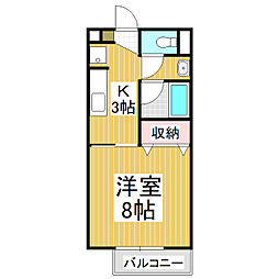 メゾン稲丘B 1Kの間取図画像