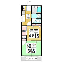いつぼハイツ 2Kの間取図画像