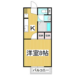 エスポワールハヤシB 1Kの間取図画像