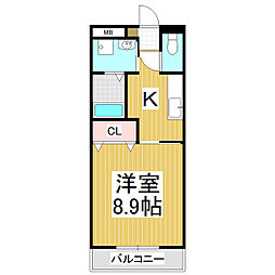 サンライズ北方 1Kの間取図画像
