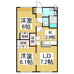 フォンテーヌ 2LDKの間取図画像