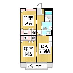 プラムガーデン 2DKの間取図画像