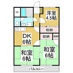 グリーンハイツ高羽 3DKの間取図画像
