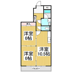 アヴェニール白山 2LDKの間取図画像