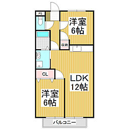 サープラススリーハイツ緑ヶ丘 2LDKの間取図画像