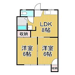 ビーンズ・N 2DKの間取図画像