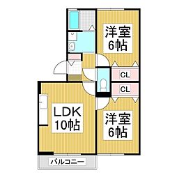 ロイヤルコート大瀬木1 2LDKの間取図画像