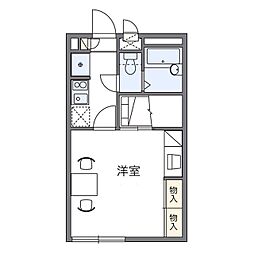 レオパレスwish 1Kの間取図画像