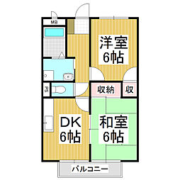 サープラスたちばな1 2DKの間取図画像