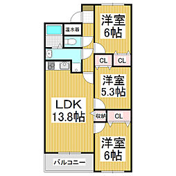 マンション麻績 3LDKの間取図画像