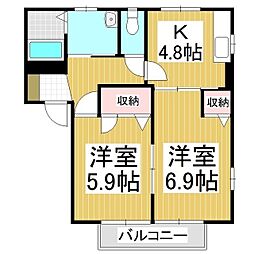 シャーメゾンブロードB 2Kの間取図画像