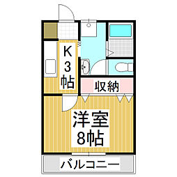 エポワール明神 1Kの間取図画像