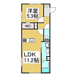 ever-shining白山 1LDKの間取図画像