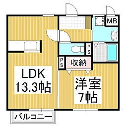 ラポール松澤B 1LDKの間取図画像
