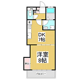 シェトワ江戸浜 1DKの間取図画像