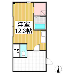 メゾン松南 1階ワンルームの間取り