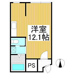 メゾン松南 1階ワンルームの間取り