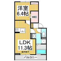 ラシュレ 1LDKの間取図画像