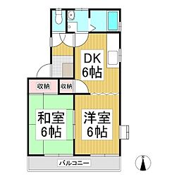 ハイツみやうら3 2DKの間取図画像
