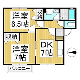 フラッツ山崎 2DKの間取図画像