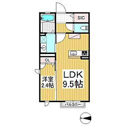 ヴィラ・ベルデ 1LDKの間取図画像