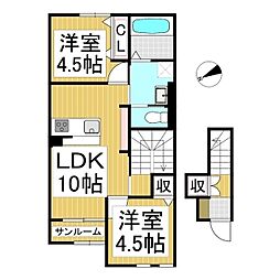 仮)長野市稲葉新築賃貸住宅 2LDKの間取図画像