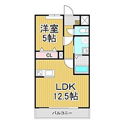 デュアルベルライン 1LDKの間取図画像