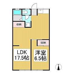 山岸アパート 1LDKの間取図画像