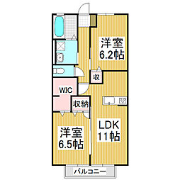 レオーナ高田 2LDKの間取図画像