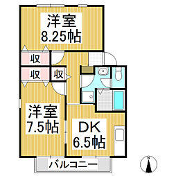 ハイカムール神田C 2DKの間取図画像