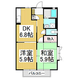 フレグランスやまとA 2DKの間取図画像