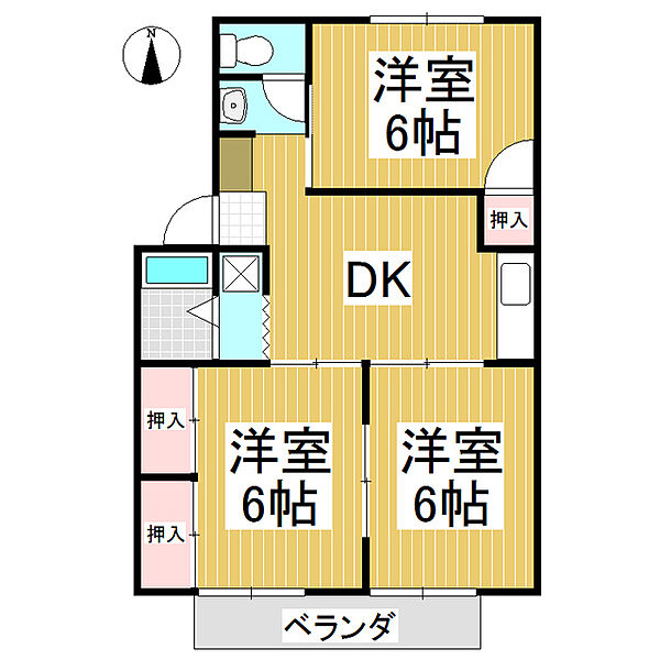 ライブタウン南俣　A棟 ｜長野県長野市大字稲葉南俣(賃貸アパート3DK・2階・54.28㎡)の写真 その2