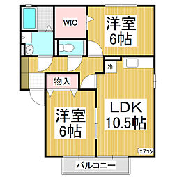 ベル・ジュ・メゾンB 2LDKの間取図画像