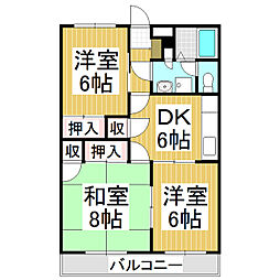 アーバンヴィオレ1991 3DKの間取図画像