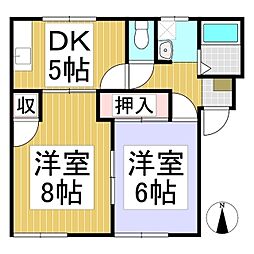 メゾンフレグランス 2DKの間取図画像