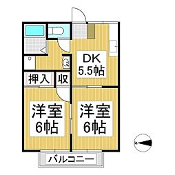 プレジール滋ケ崎 2DKの間取図画像