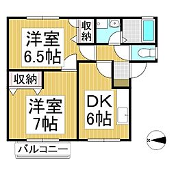 フラッツ山崎 2DKの間取図画像