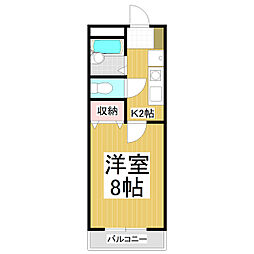 パインコート七瀬 1Kの間取図画像