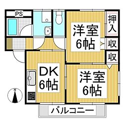 メゾン潤 2DKの間取図画像