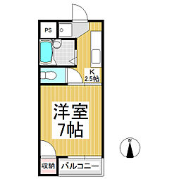 コーポT&T吉田 1Kの間取図画像