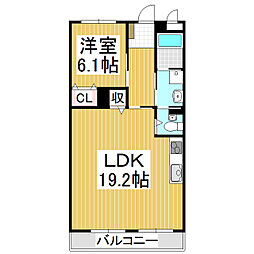 サンハイツ南俣 1LDKの間取図画像
