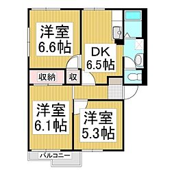 ハイツサンフローレN 3DKの間取図画像